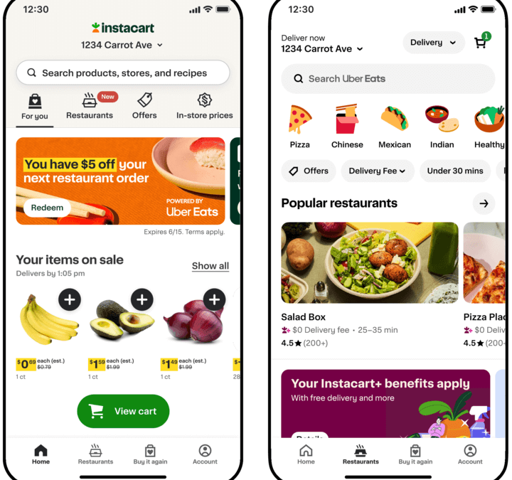 Uber Eats and Instacart Throw In Together