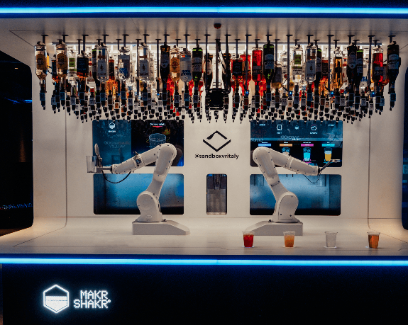 Makr Shakr developed Toni, which uses dual robotic arms to prepare cocktails ordered through a touchscreen